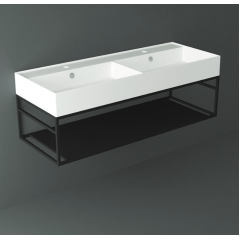 SIMAS AGILE Структура металлическая 121x46xh28 см, подвесная, для раковины AG121, с 1 полкой, цвет черный матовый