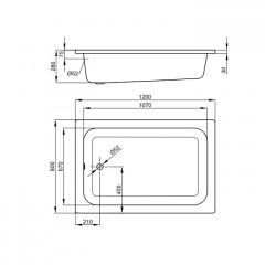 BETTE Душевой поддон прямоугольный 120х80хh28см, D52 мм, цвет белый