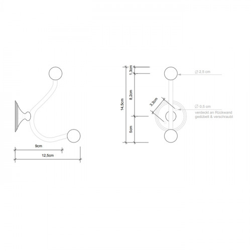 Decor Walther Classic HAK2 Крючок двойной, цвет: золото