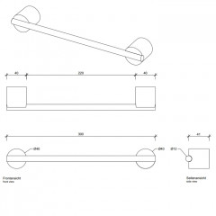 Decor Walther Black Stone HTE30 Полотенцедержатель 30см, цвет: черный матовый / хром