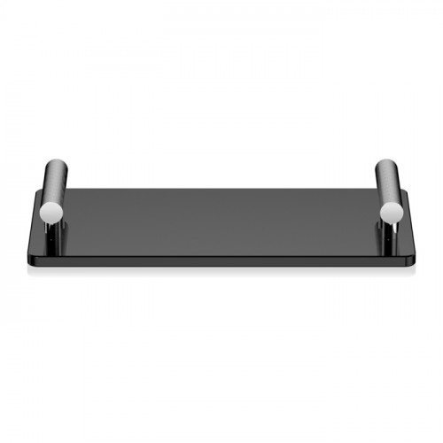 Decor Walther Club Tab Поднос с ручками, стеклянный, цвет: хром / черное стекло
