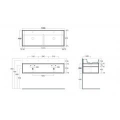 SIMAS AGILE Структура металлическая 121x46xh28 см, подвесная, для раковины AG121, с 1 полкой, цвет черный матовый