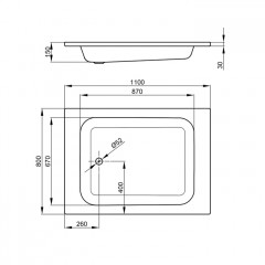 BETTE Душевой поддон BASIC, без шумоизоляции, прямоугольный 110х80х15см, D=52 мм, с самоочищающимся покрытием, цвет: белый