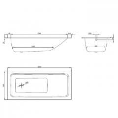 BETTE One Ванна с шумоизоляцией 200х90х45, цвет белый (для удлиненного слива-перелива)