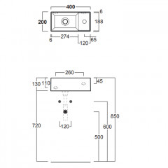 SIMAS AGILE Раковина подвесная 40х20 см, правая , с 1 отв под смеситель,цвет NERO MATT