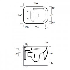 Simas Henges Унитаз подвесной безободковый 38х55 см, цвет tela matt (без креплений F85)