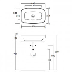 Simas Baden Baden Раковина накладная 60х38 см, без отв. для смесителя, цвет белый