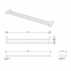 Decor Walther Corner HTD80 Полотенцедержатель 80см, двойной, цвет: черный матовый