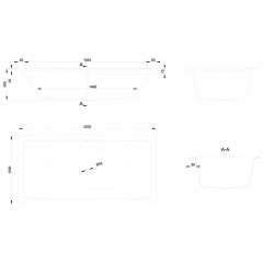 Bette Free Ванна 200х100х45см, с шумоизоляцией, цвет белый ,BetteАнтислип Sense(для удлиненного слив-перелива)