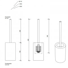 Decor Walther DW 6100 Туалетный ершик h46 D11см, напольный, фарфор, цвет: белый / золотой