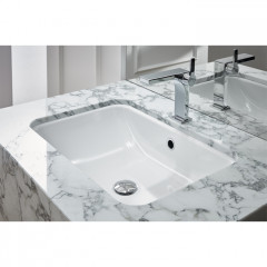 BETTE One Раковина встраиваемая снизу , квадратная 767х400х130 мм, эм. сталь. без отв.под смесит. c переливом, белая