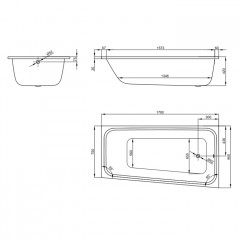 Bette Space M Ванна ассимметричная встраиваемая с шумоизоляцией 170х90/75х42 см, исполнение правое, цвет белый