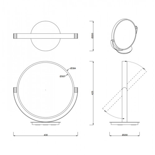 Decor Walther Club Vanity Косметическое зеркало 43см, настольное, увел. 5x, цвет: золото матовое