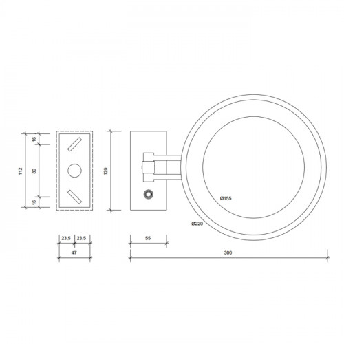 Decor Walther BS 36 LED Косметическое зеркало 22см, подвесное, увел. 3x, подсветка LED, цвет: золото матовое