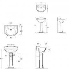 SIMAS Arcade Раковина со спинкой 59х46см с 3 отв. под смеситель, цвет белый