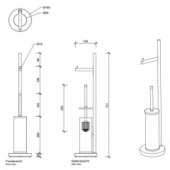 Decor Walther DW 670 Напольная стойка с ершиком и бумагодержателем, цвет: золото