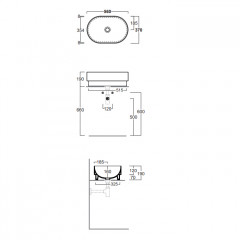 SIMAS Po-mo Раковина чаша на столешницу/полувстраеваемая сверху 56x37xh19 см, без отв. для смесителя, без перелива, цвет RUBINO