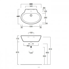 Simas Lft Spazio раковина подвесная/накладная 60см, без отверстия под смеситель, цвет белый