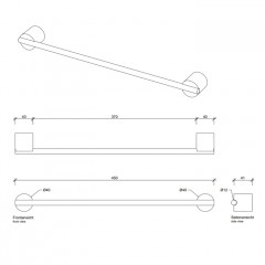 Decor Walther Stone HTE45 Полотенцедержатель 45см, цвет: белый / сталь матовая