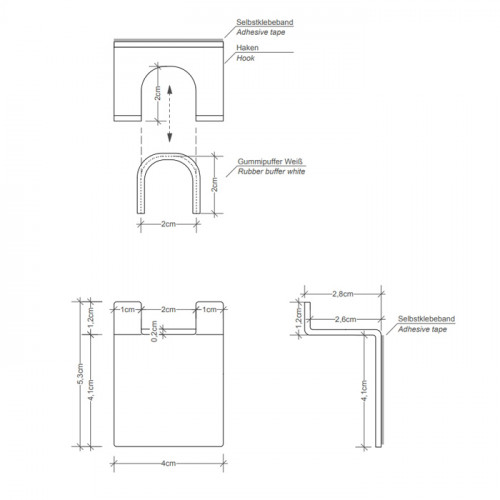 Decor Walther WH 4 Крючок самоклеящийся двойной, цвет: хром