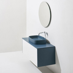 SIMAS FORIU Тумба под раковину 990х500х480 мм., подвесная, для столешницы FO10, 1 ящик белый матов, боковые фасады цвет SHERWOOD (с сифоном и крепежои