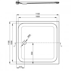 BETTE Душевой поддон 110х110см , суперплосский 3,5 см d90см, цвет белый
