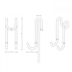 DECOR WALTHER DH 1 Крючок двойной, для установки на стекло душевой кабины, цвет хром