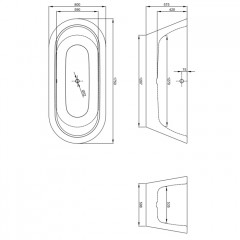 BETTE Starlet Oval Silhouette Ванна отдельностоящая с шумоизоляцией и экраном 175х80, цвет: белый