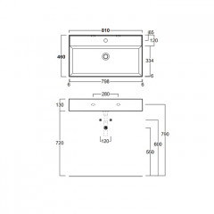 SIMAS AGILE Раковина подвесная 80х46 см, с переливом, без отв под смеситель,цвет белый