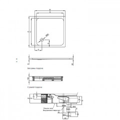 BETTE Душевой поддон квадратный 80х80 см, D 90 мм глубина 2,5см, цвет белый