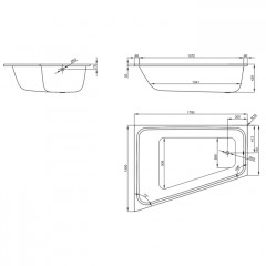 Bette Space L Ванна встраиваемая с шумоизоляцией 170х130х42 см, исполнение правое , цвет белый (без ножек B50-0015)