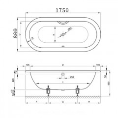 BETTE Starlet Ванна овальная с шумоизоляцией 175х80х42см, с самоочищающимся покрытием Glaze Plus, белая