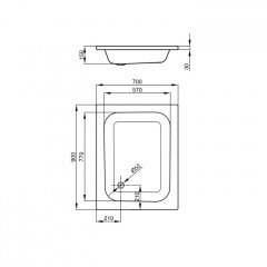 BETTE Душевой поддон прямоугольный 90х70хh15см, D52 мм, цвет белый