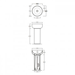 Simas Balloon Колонна под раковину круглая 27,5xh65 см (слив в пол), цвет белый (без креплений F91 и комплекта SIFBA)