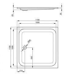 BETTE Душевой поддон 110х110см , ультраплосский 6,5 см d90см, цвет белый