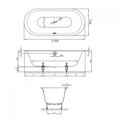 BetteLux Oval Ванна встраиваемая 170x75x45 см, цвет белый, с покрытием BetteGlasur ® Plus, белая