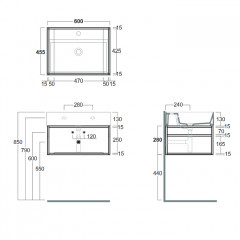 SIMAS AGILE Структура металлическая 61x46xh28 см, подвесная, для раковины AG61, с 1 полкой, цвет черный матовый