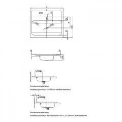 BETTE One Раковина встраиваемая на столешницу 600×495×130 мм, с 1 отв под смес. с перел. с крепл. в компл.цвет белый (СПЕЦЦЕНА со склада)