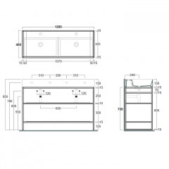 SIMAS AGILE Структура металлическая 121x46xh72 см, напольная, для раковины AG121, с 2 полками, цвет черный матовый