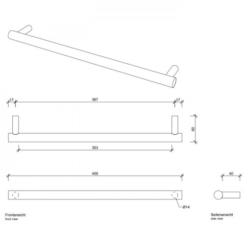 Decor Walther Bar HTE40 Полотенцедержатель 40см, цвет: золото матовое