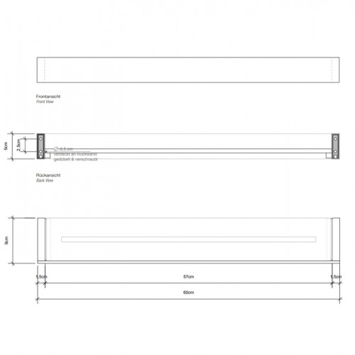 Decor Walther Brick DA60 Душевая полка 60x9см, акриловое белое стекло, цвет: хром