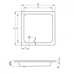 BETTE Душевой поддон, без шумоизоляции, квадратный 90х90хh15см, D52 мм, цвет белый