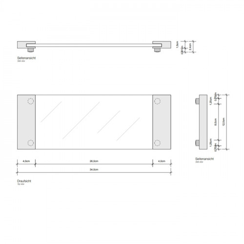 Decor Walther Classic Tab 34 Лоток универсальный 34x12см, прозрачное стекло, цвет: золото матовое