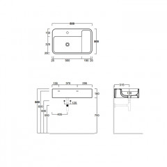 SIMAS HOP Раковина чаша подвесная 80x50xh18 см, без отв. для смесителя, цвет белый