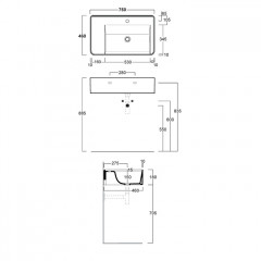 SIMAS RATIO Раковина чаша подвесная 75x46xh18 см, с 1 отв. для смесителя, без перелива, цвет RUBINO