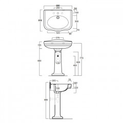 SIMAS Londra Раковина 68x52см с 1 отв. (и двумя намечеными под смеситель), цвет белый