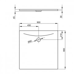 BETTE Душевой поддон квадратный 90х90хh6,5см, D 90 мм, с покрытием BetteGlasur ® Plus цвет белый
