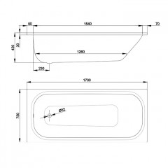 BETTE Form 2020 Ванна 170х75х42 см., с системой антишум, антислип SENSE, цвет белый