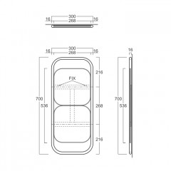 SIMAS WAVE Зеркало настенное из 2 квадратных зеркал 30х70 см,цвет рамы черный матовый