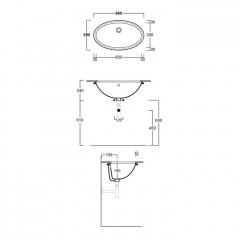 Simas Lft Spazio раковина встр. под столешницу 66х39см, цвет antracite matt